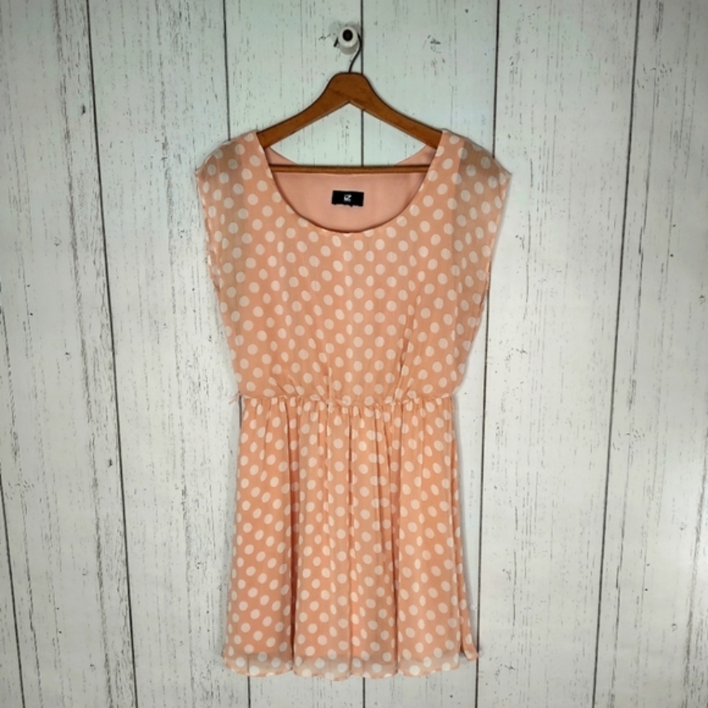 Iz Byer Blush Polka Dot Sleeveless Midi Dress